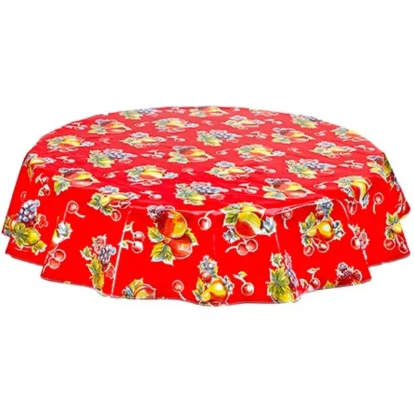 Round Retro Red Oilcloth Tablecloths