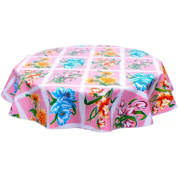 Round Sentimental Pink Oilcloth Tablecloths