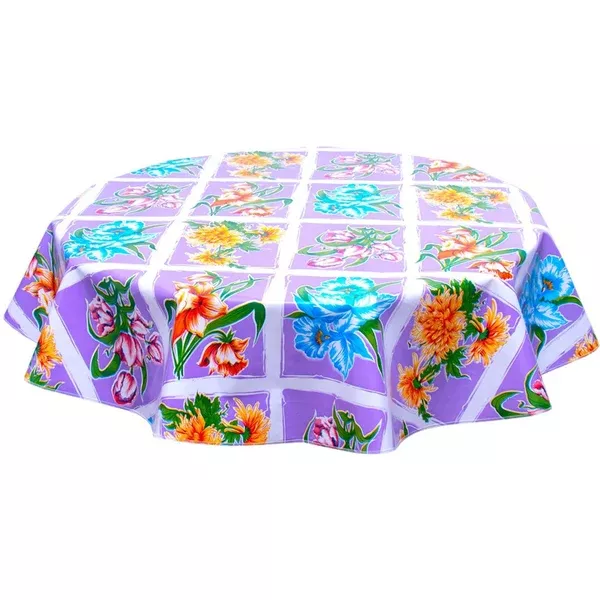 Round Sentimental Purple Oilcloth Tablecloths