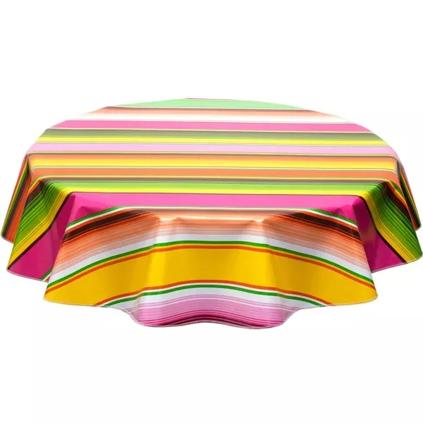 Round Serape Pink Oilcloth Tablecloths