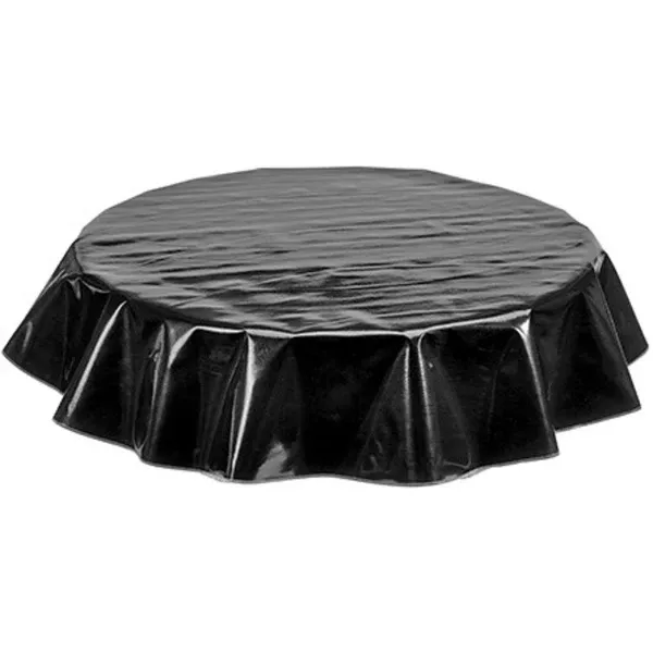 Round Solid Black Oilcloth Tablecloths