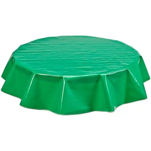 Round Solid Green Oilcloth Tablecloths