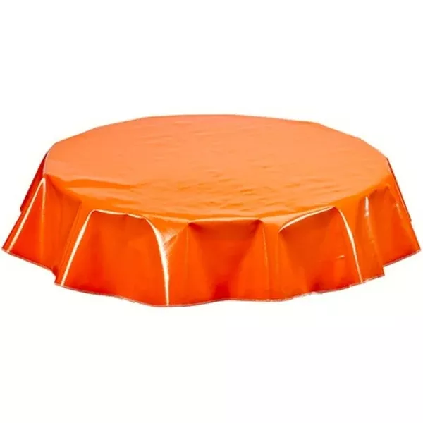 Round Solid Orange Oilcloth Tablecloths