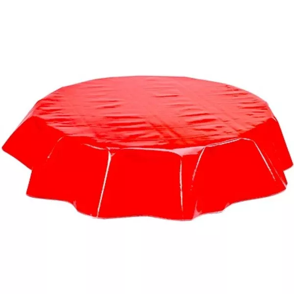 Round Solid Red Oilcloth Tablecloths