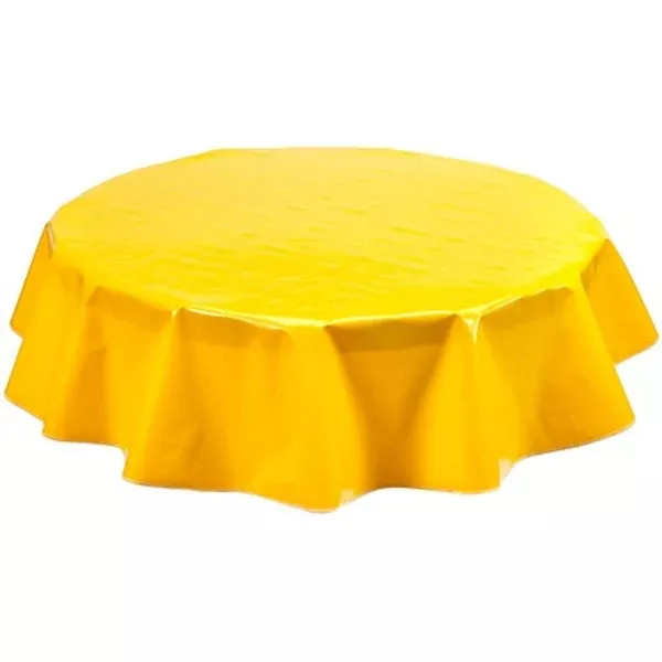 Round Solid Yellow Oilcloth Tablecloths
