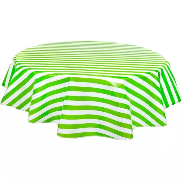 Round Stripe Lime Green Oilcloth Tablecloths