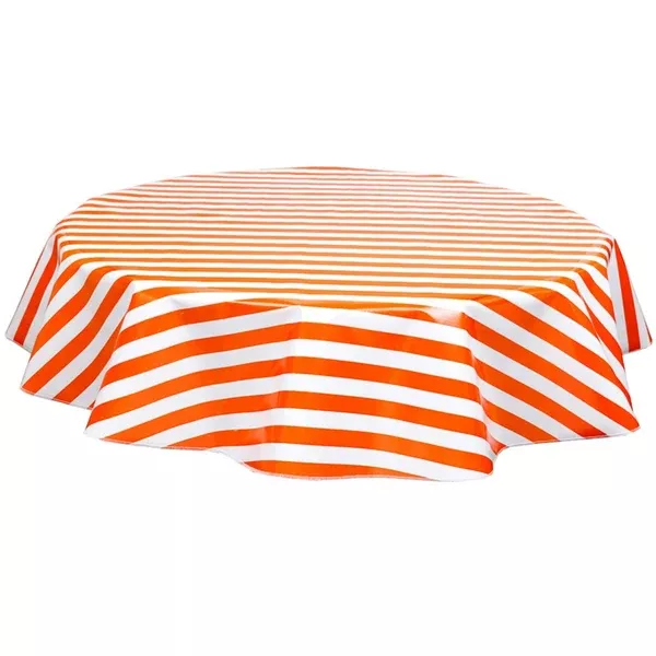 Round Stripe Orange Oilcloth Tablecloths