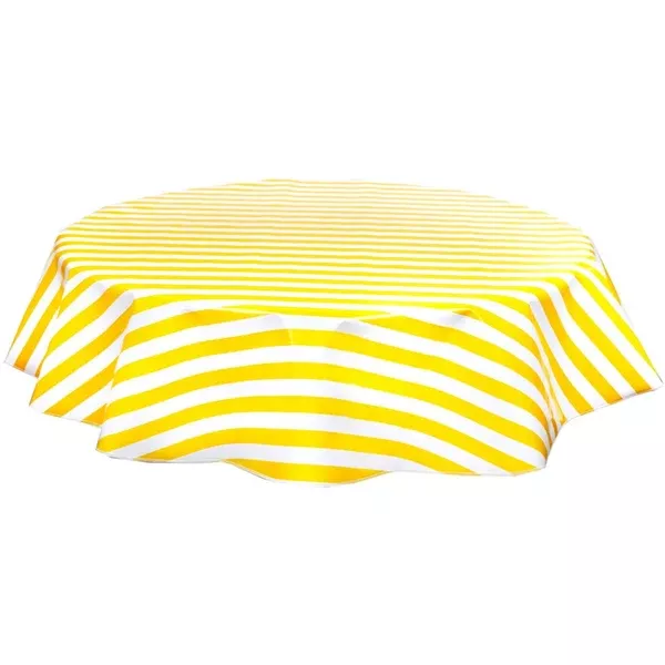 Round Stripe Yellow Oilcloth Tablecloths