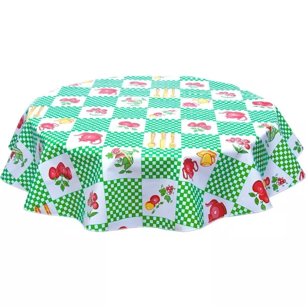 Round Teapot Green Oilcloth Tablecloths