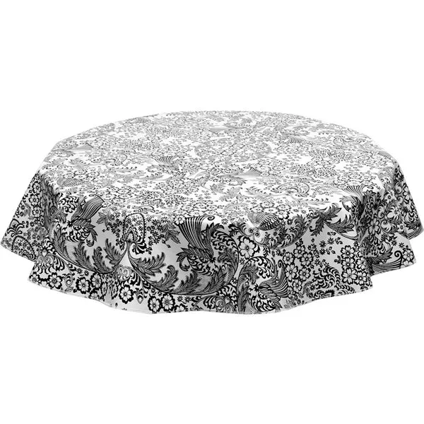 Round Toile Black Oilcloth Tablecloths