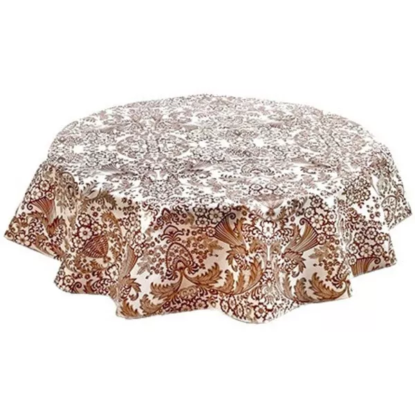 Round Toile Brown Oilcloth Tablecloths