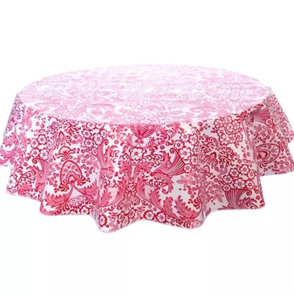Round Toile Red Oilcloth Tablecloths