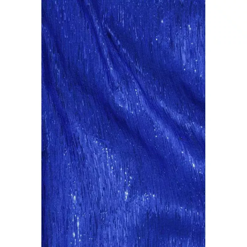 Royal Victorian Blue Metallic Shantung Silk Fabric