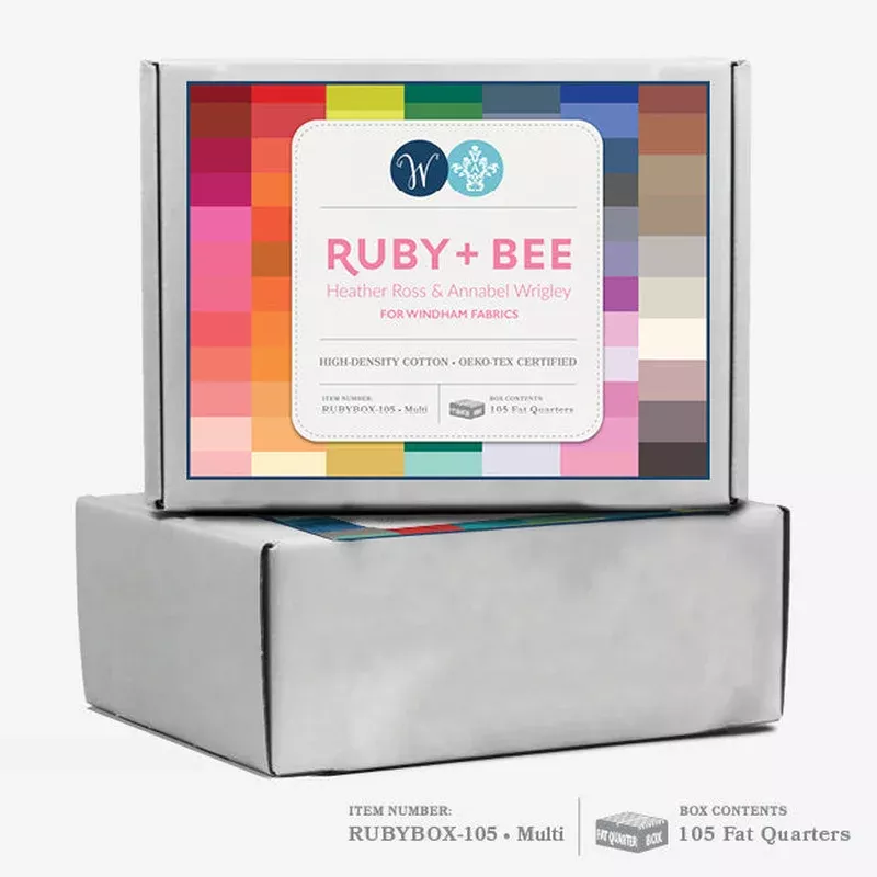 Ruby And Bee Solids Heather Ross + Annabel Wrigley RUBYBOX-105 Multi Fat Quarter Bundle High Density Cotton