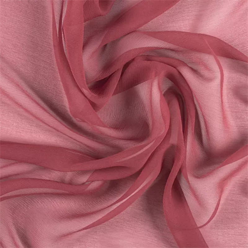 Runway Silks Antique Red Crinkled Silk Chiffon Fabric - Reorderable