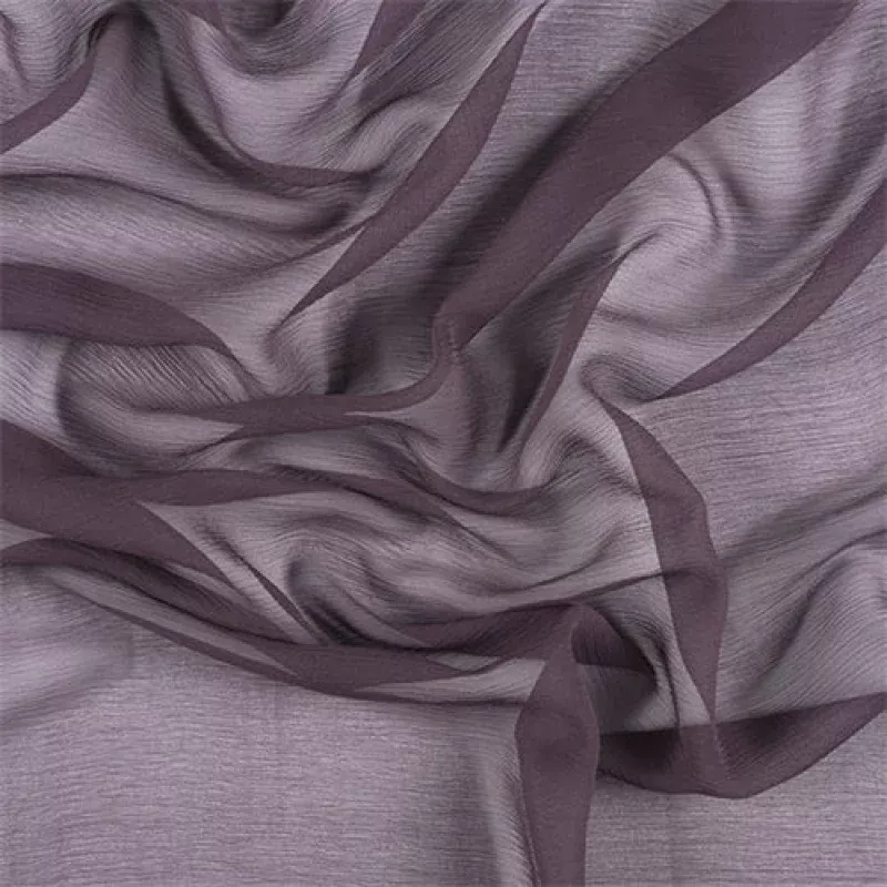 Runway Silks Aubergine Crinkled Silk Chiffon Fabric - Reorderable