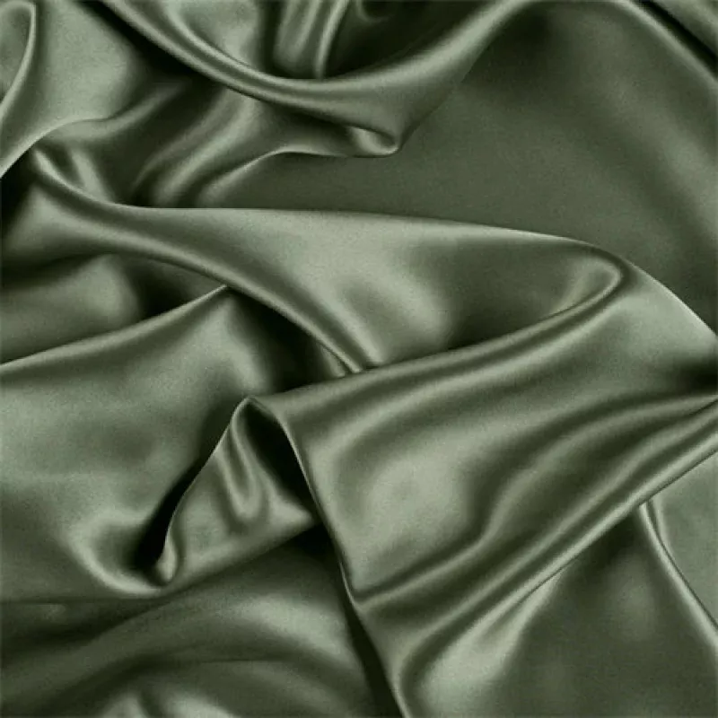 Runway Silks Dark Sage Stretch Silk Charmeuse Fabric - Reorderable