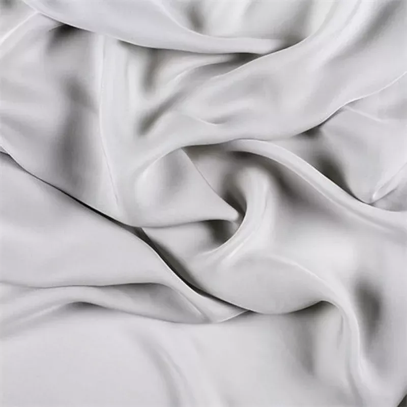 Runway Silks Light Gray Silk Double Georgette Fabric - Reorderable
