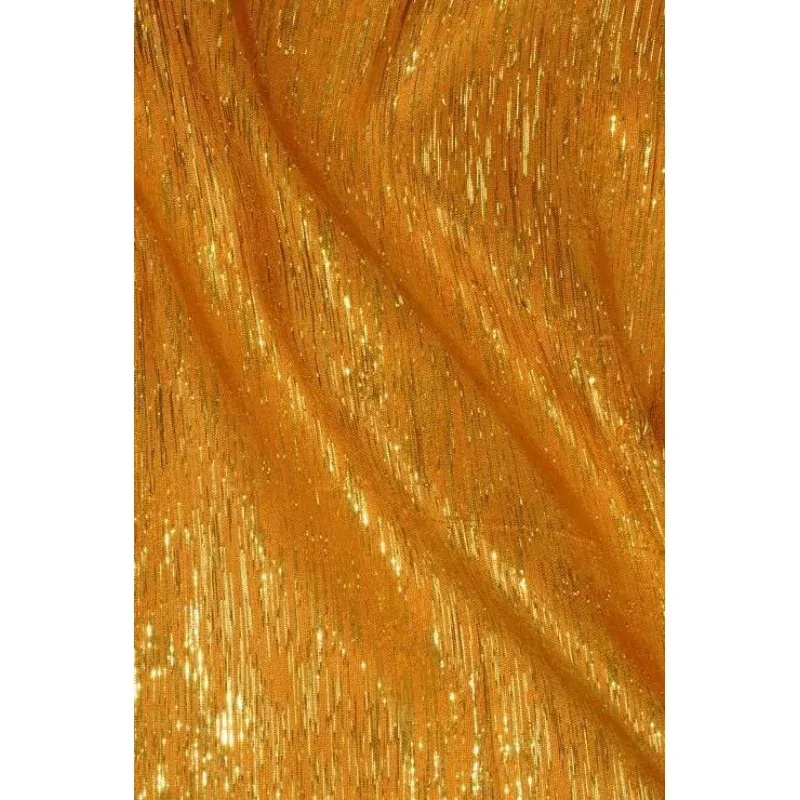 Saffron Orange Gold Metallic Shantung Silk Fabric