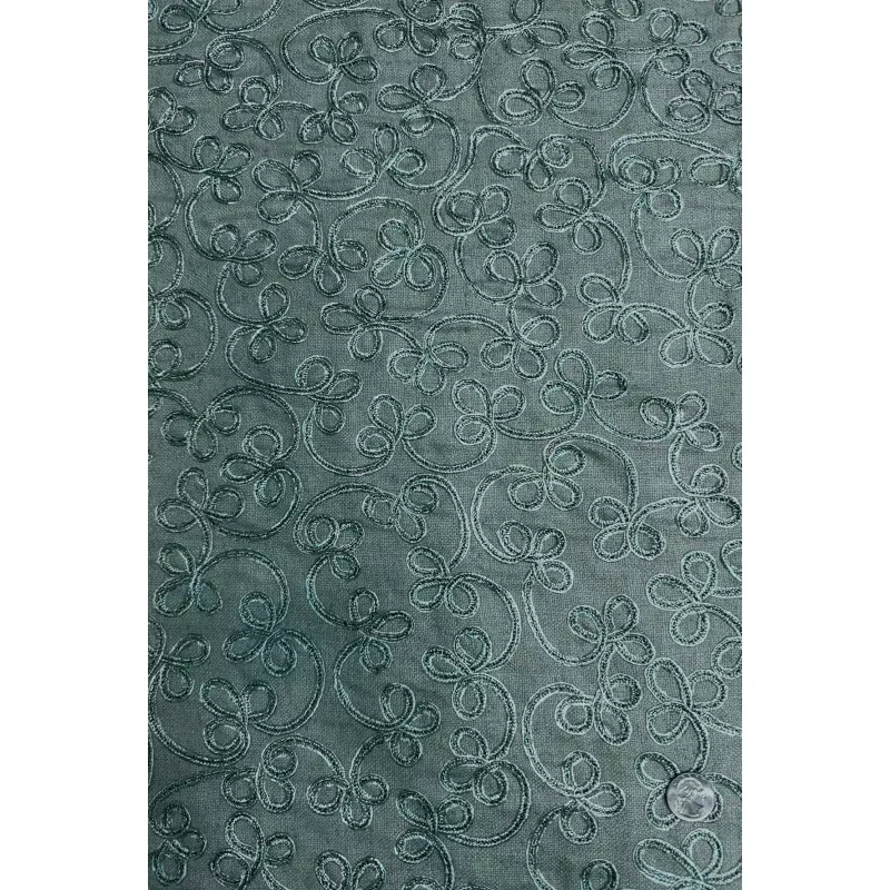 Sage Green Embroidered Silk Linen MEMT-020-010