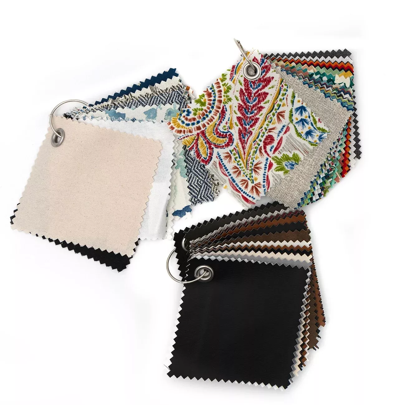 Sample ring of outdoor,vinyl and canvas fabric - Contains 87 - 6x6 swatches