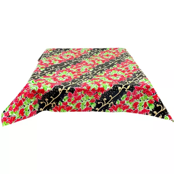 Santorini Flora Black Oilcloth Tablecloths