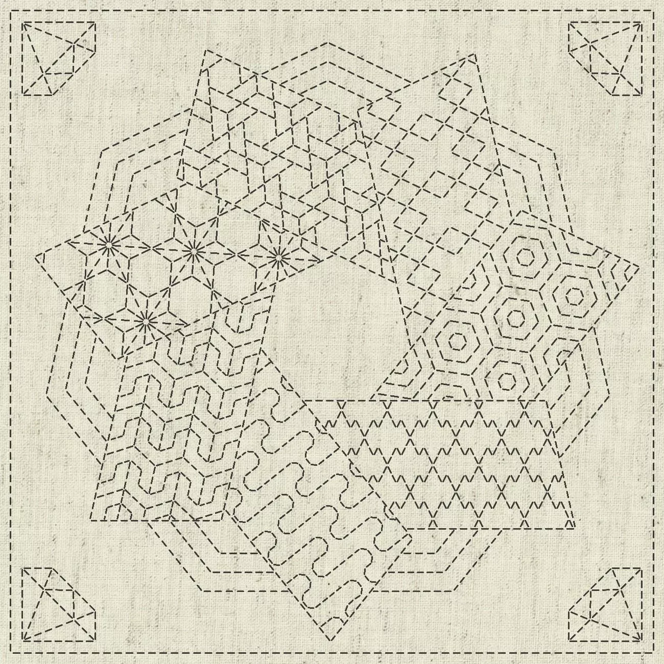Sashiko Cloth Kaza-Guruma 4