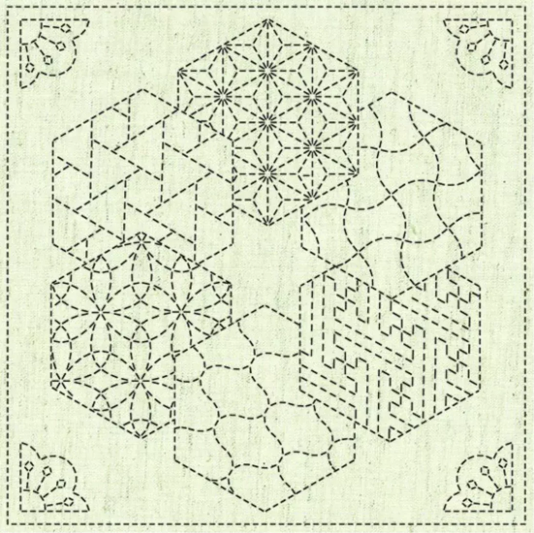 Sashiko Preprinted ClothKaza-Guruma 2