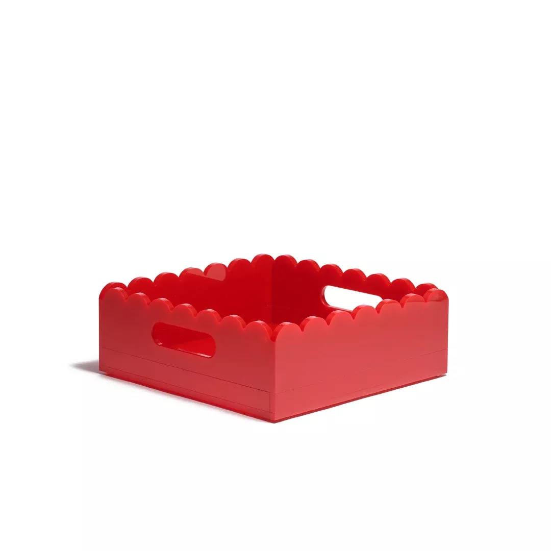 Scallop Acrylic Tray – 8″ Square – Red