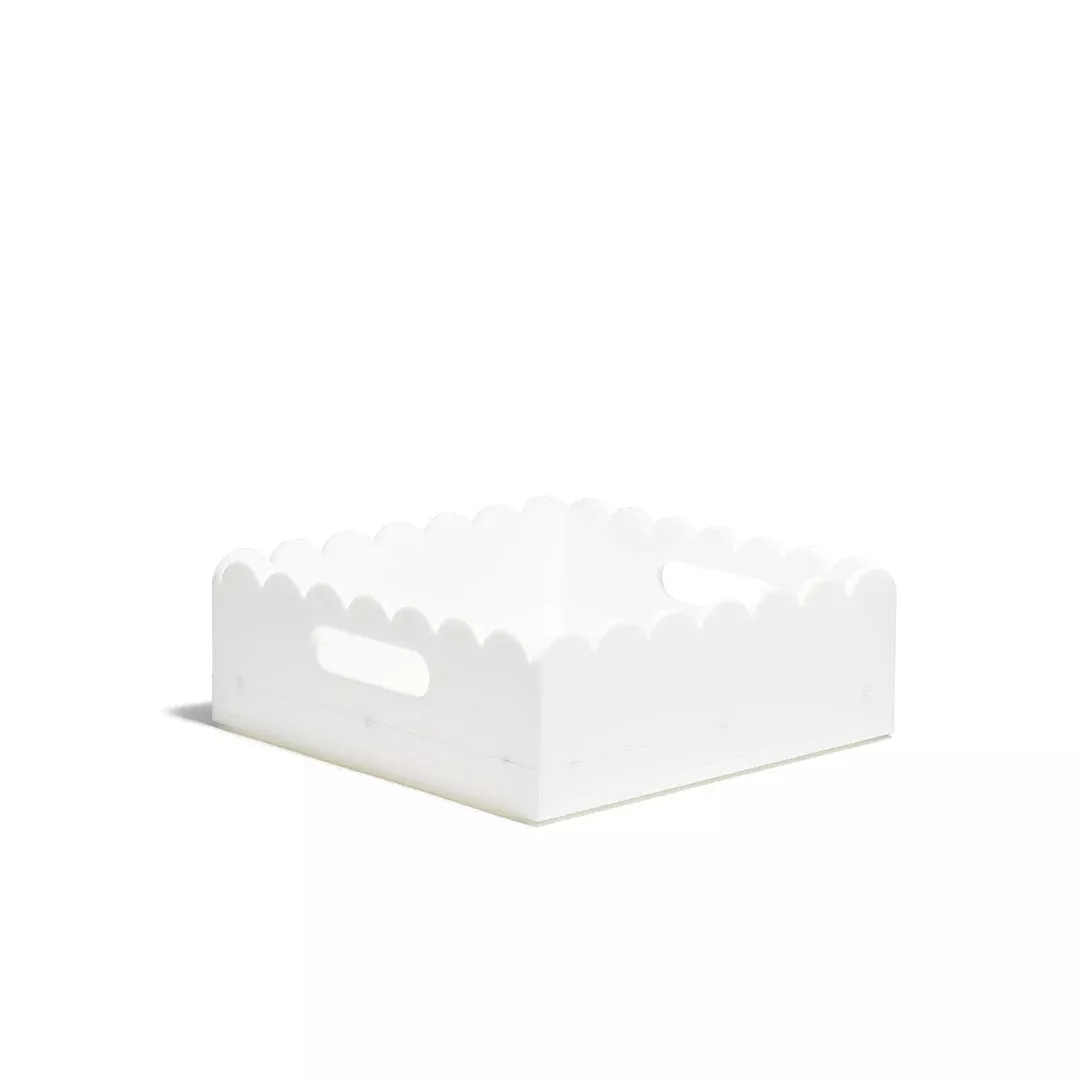 Scallop Acrylic Tray – 8″ Square – White