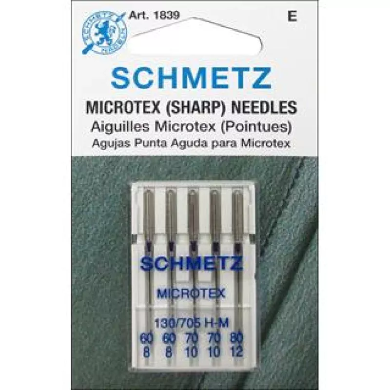 Schmetz Mach Needle Microtex Sharp Astd Sz60-80 5pc