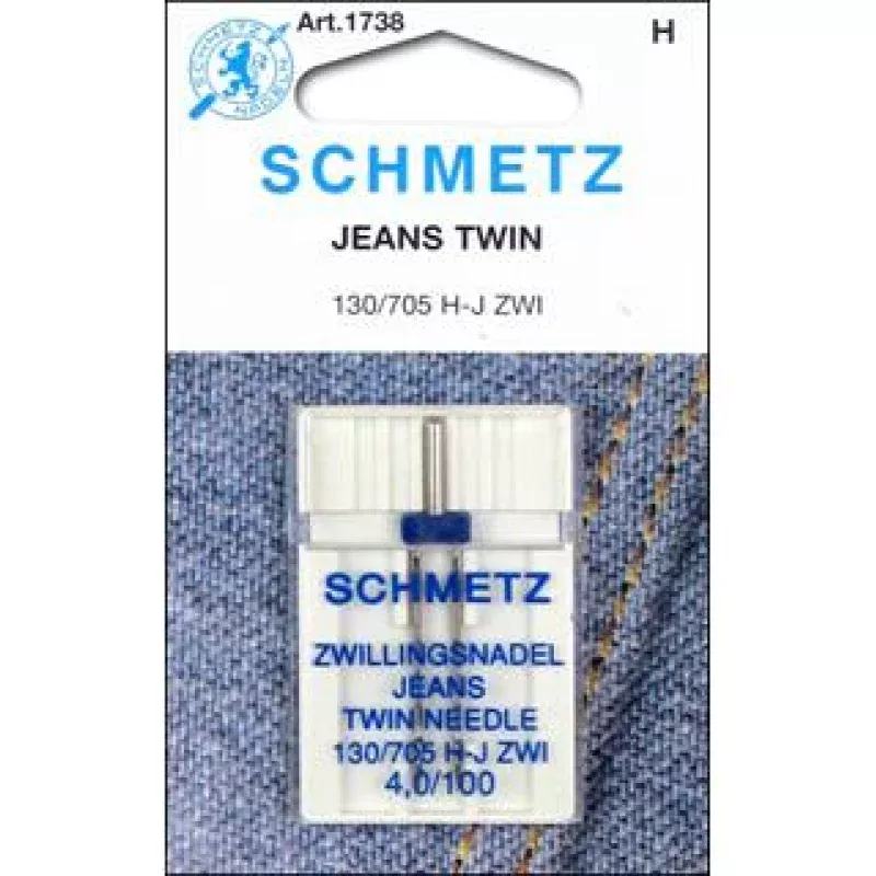 Schmetz Machine Needle Twin Denim 4mm Size 100 1pc