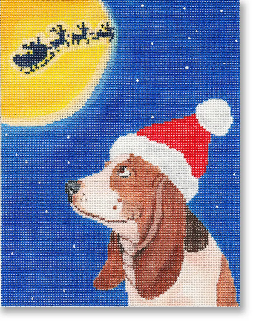 Scott Church Needlepoint – Basset Hound Christmas