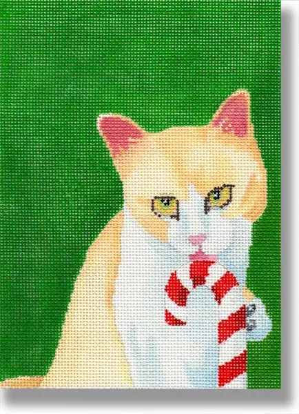 Scott Church Needlepoint – Candy Cane Kitty