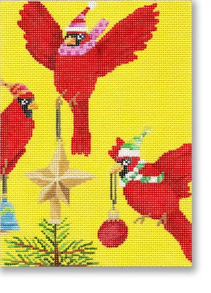 Scott Church Needlepoint – Cardinals Decorating Tree