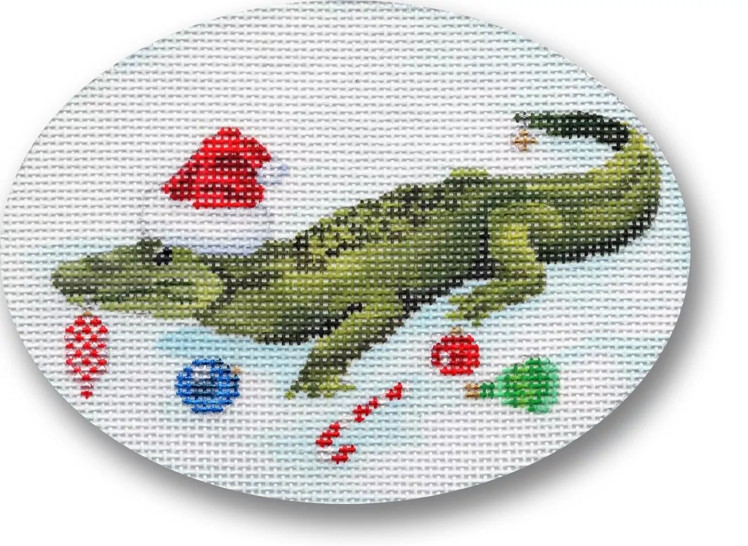 Scott Church Needlepoint – Holiday Alligator Ornament