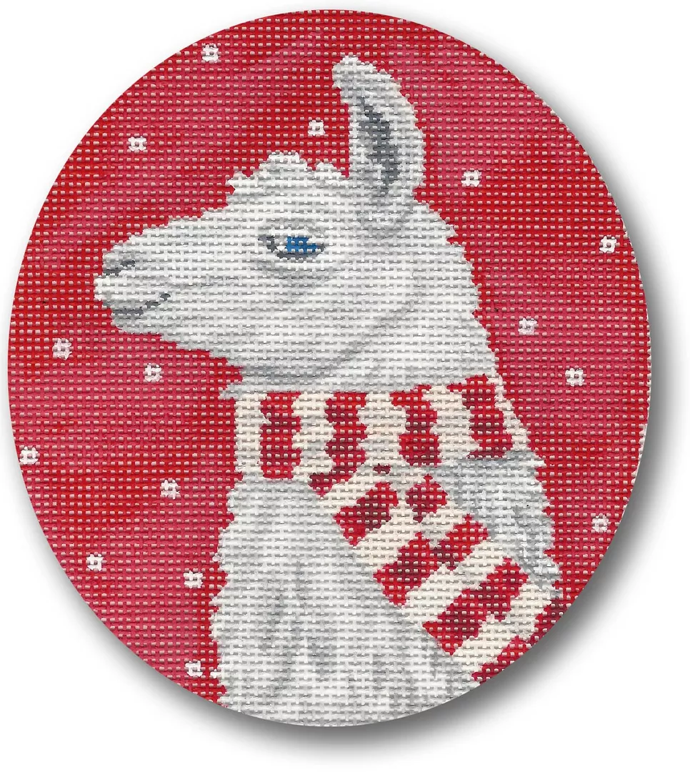 Scott Church Needlepoint – Llama w/Scarf Ornament