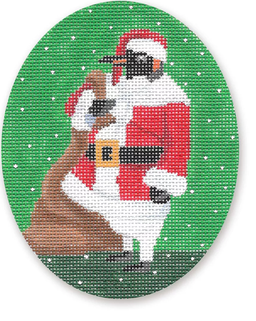 Scott Church Needlepoint – Penguin Santa Ornament