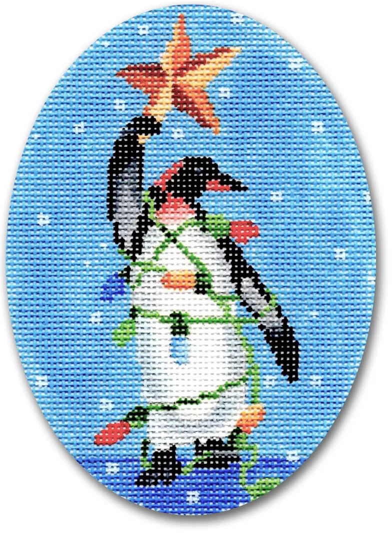 Scott Church Needlepoint – Penguin w/Star Ornament
