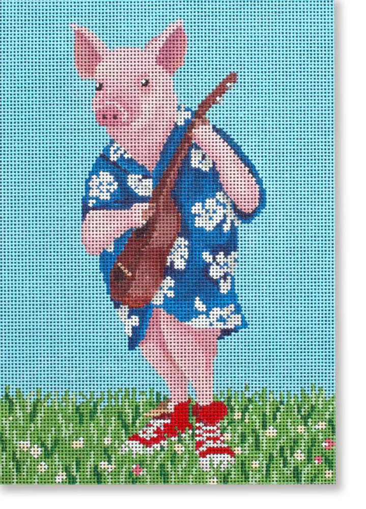 Scott Church Needlepoint – Pig w/Ukulele