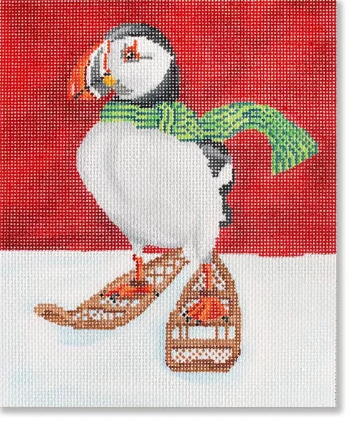 Scott Church Needlepoint – Puffin w/Snow Shoes