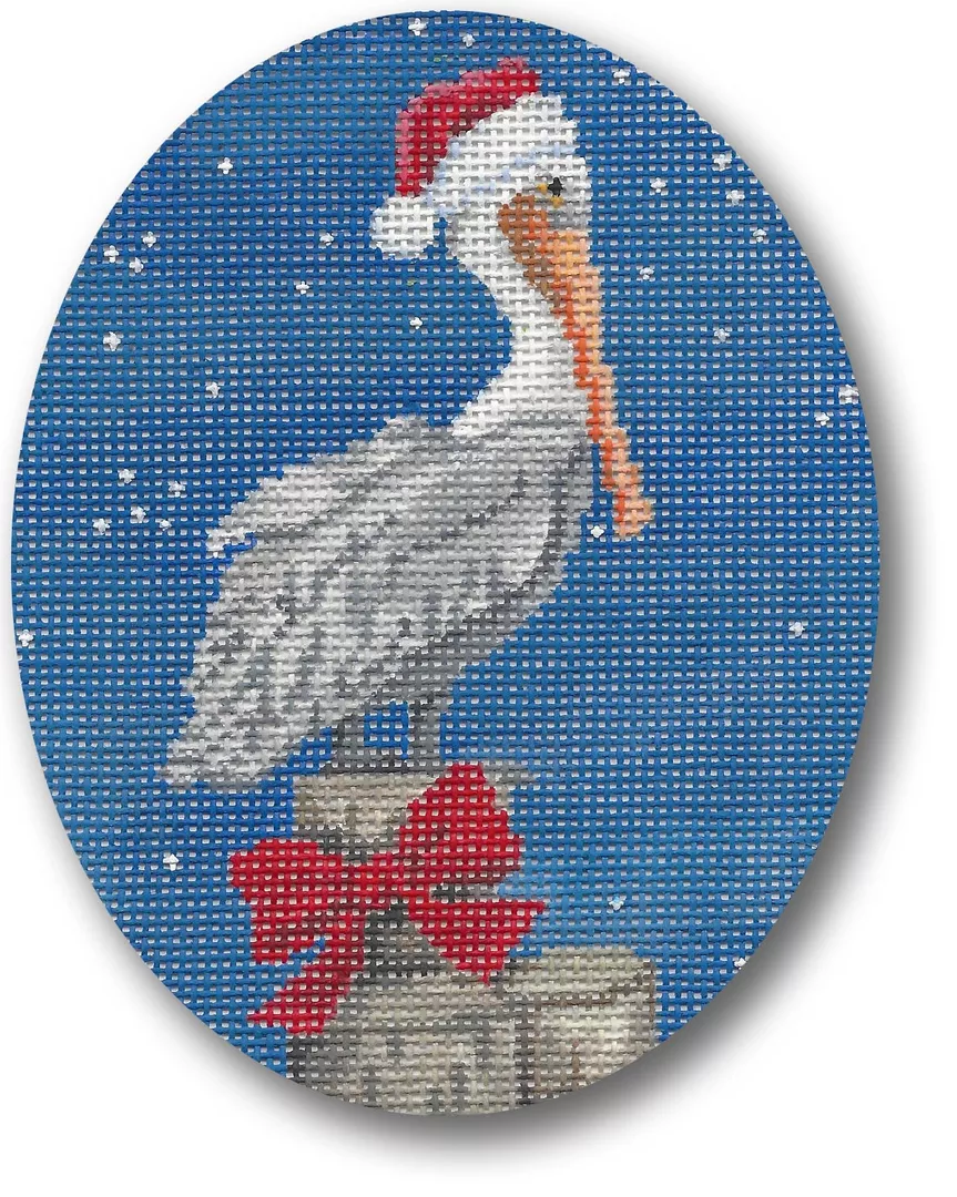 Scott Church Needlepoint – Xmas Pelican Ornament