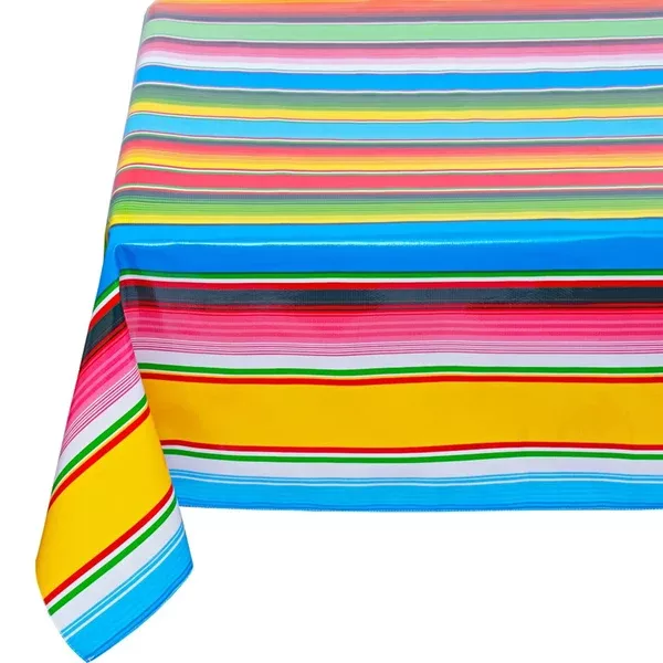 Serape Light Blue Oilcloth Tablecloths