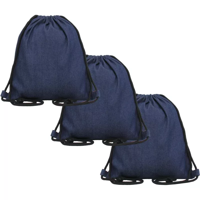 Set of 3 Denim Drawstring Tote Bag