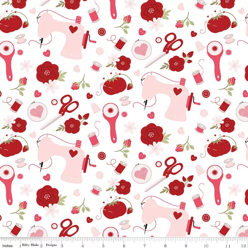 Sew In Love White Sewing Yardage by Dani Mogstad for Riley Blake Designs