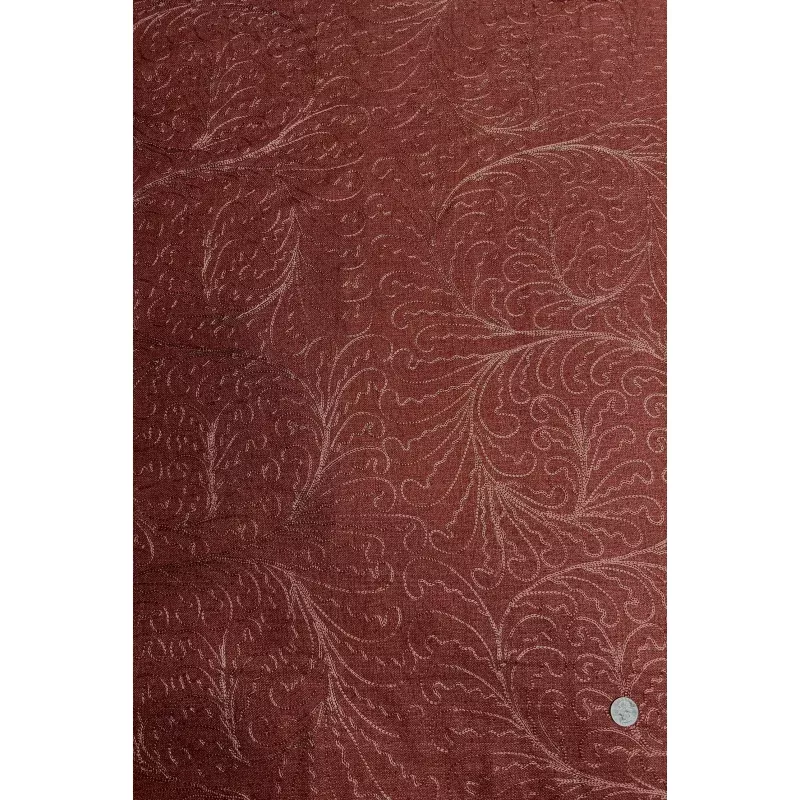 Sienna Brown Embroidered Silk Linen MEMT-026