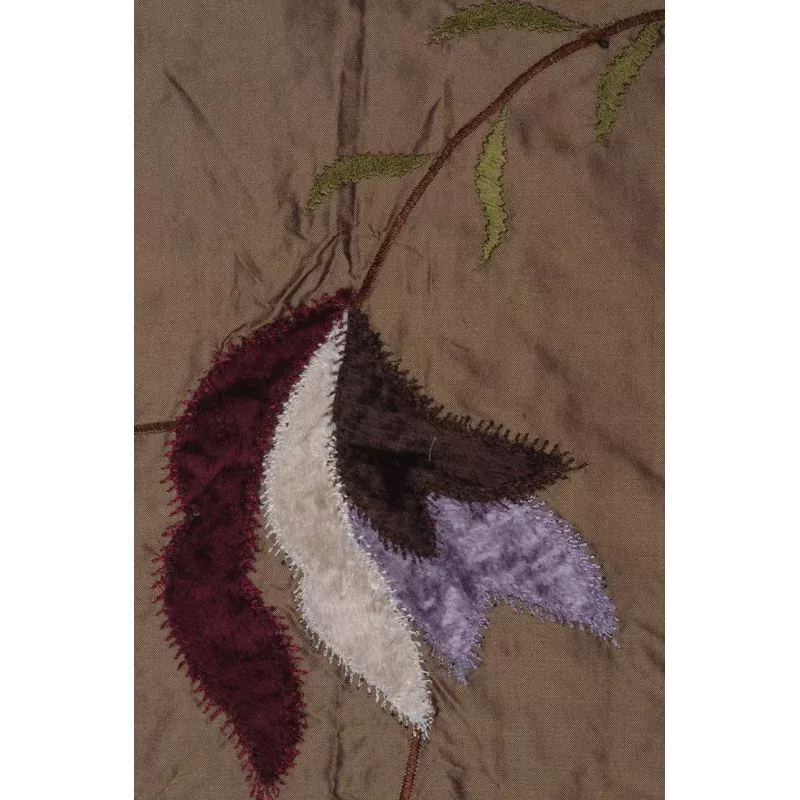 Sierra Brown Embroidered Taffeta Silk 502 Fabric