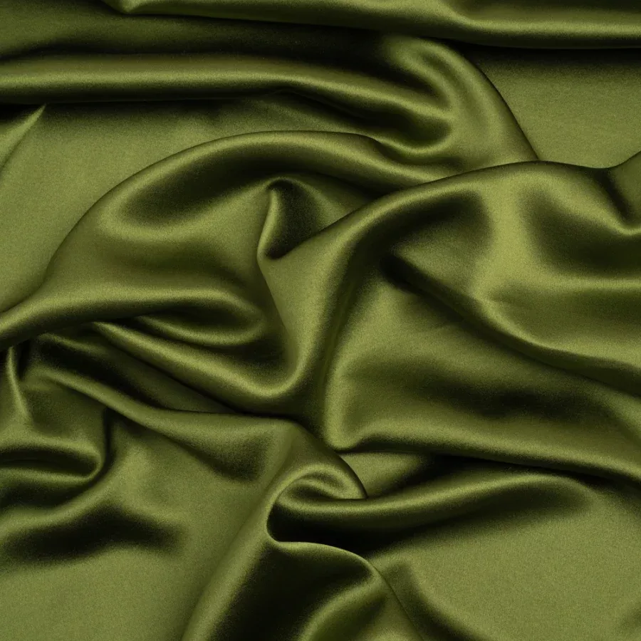 Silk Crepe Back Satin – Pesto Green – Premium Collection Fabric