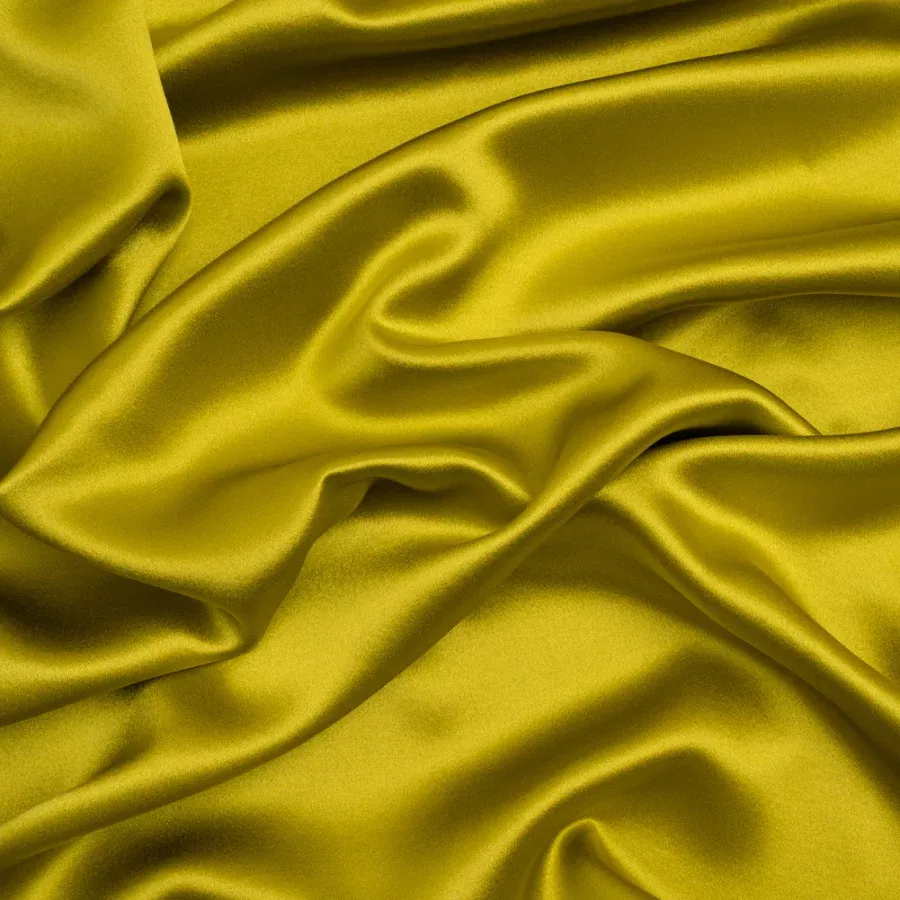 Silk Crepe Back Satin – Warm Olive – Premium Collection Fabric