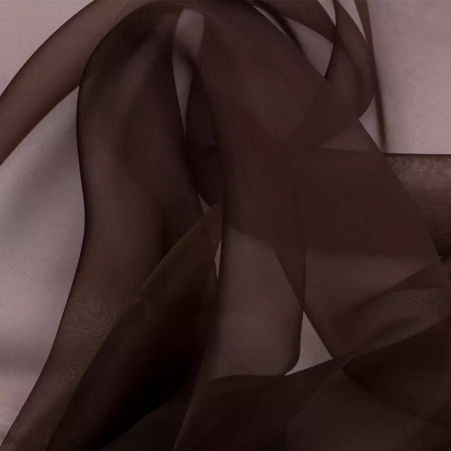 Silk Organza 44″ – Dark Brown – Premium Collection Fabric